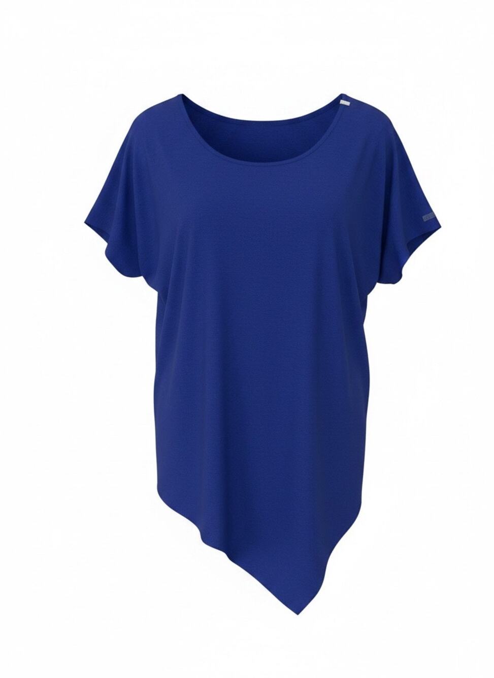 Royal Blue Asymmetrical Midi Dress Large Dolman Sleeve Avant Garde Belted
